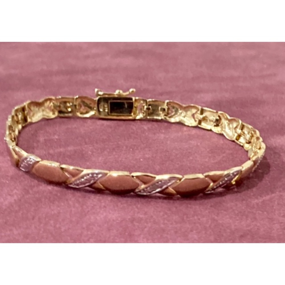Tennis Bracelet Tiny Diamonds Gold Over Sterling
